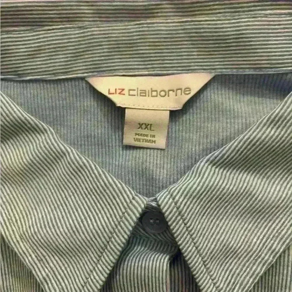 NWT Liz Claiborne Blue Ribbed Button Down Short Sleeve Button Down Shirt Sz XXL - Picture 5 of 6